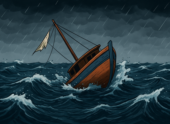 Data yang diperoleh Kantor Pencarian dan Pertolongan (SAR) Kelas A Medan, laporan pertama diterima pada Minggu, 23 November 2025, sekitar pukul 17.00 WIB, mengenai sebuah perahu nelayan yang karam di kawasan Perairan Tanjung Tiram, Kabupaten Batu Bara. (Foto AI)