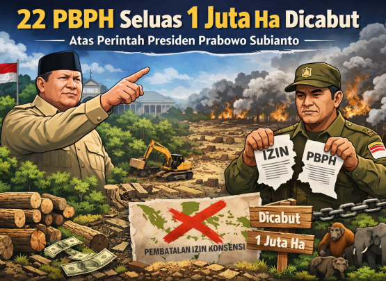 Pemerintah mengambil langkah tegas di sektor kehutanan. Sebanyak 22 PBPH resmi dicabut setelah dinilai bermasalah dan berdampak pada kerusakan lingkungan di berbagai wilayah Indonesia. (Foto AI)