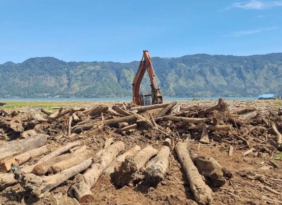 Ilustrasi: Alat berat pembersihan material kayu sisa banjir bandang yang menutupi areal persawahan di Toweran, Kecamatan Lut Tawar, Kabupaten Aceh Tengah, Aceh, Minggu (22/2/2026). ANTARA/HO-BNPB
